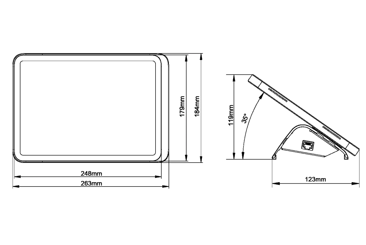 Giá đỡ iPad để bàn TTS-X (góc 35°, thân thấp) — hình ảnh chi tiết từ hãng