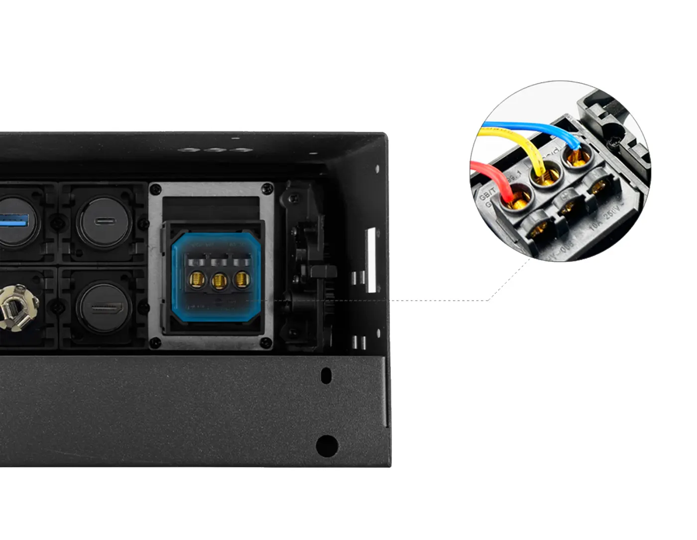 Hộp kết nối âm bàn ổ điện, mạng, sạc USB — hình ảnh chi tiết từ hãng
