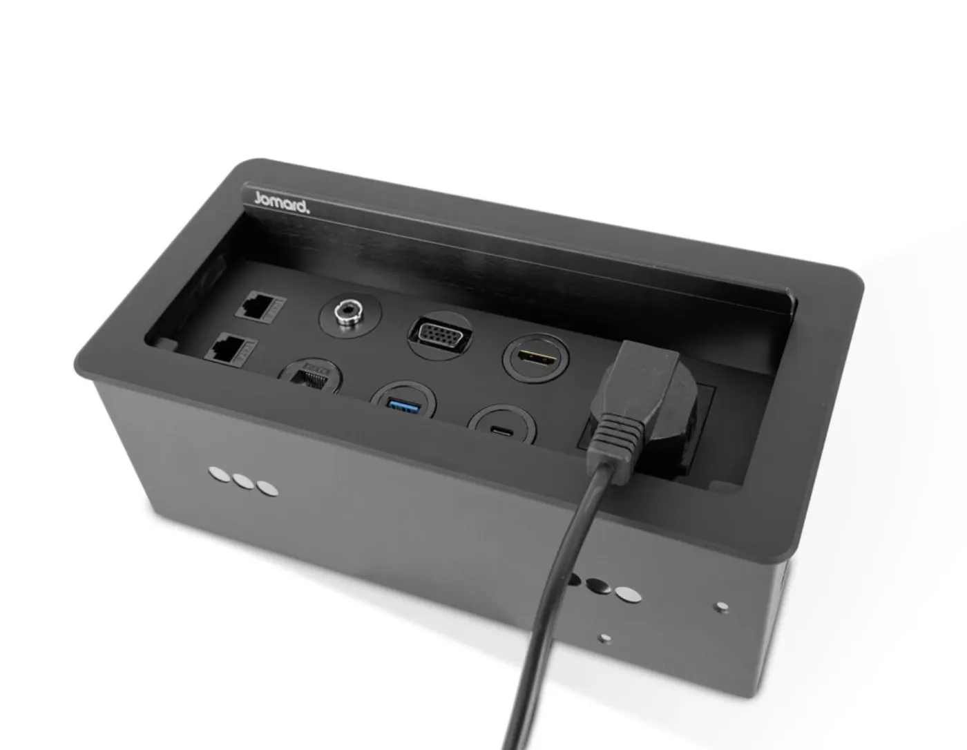 Hộp kết nối âm bàn nguồn, USB-C, mạng, HDMI — hình ảnh chi tiết từ hãng