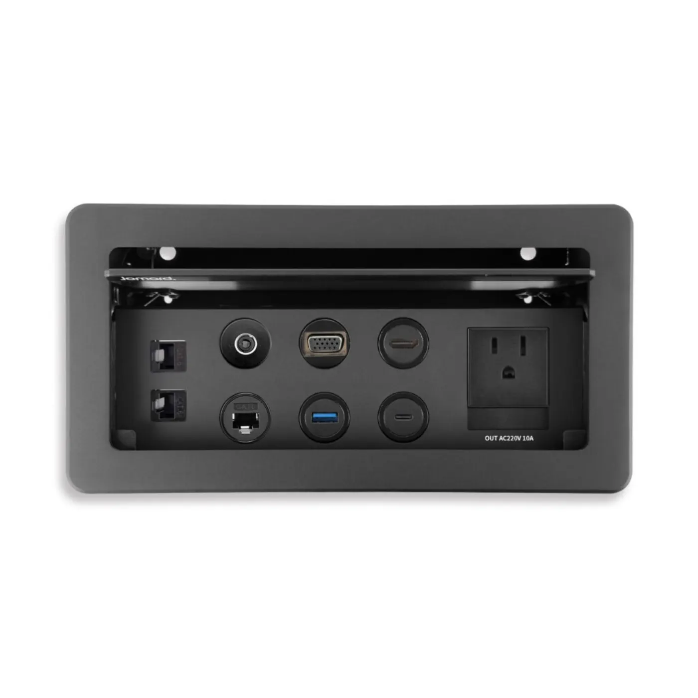 Hộp kết nối âm bàn nguồn, USB-C, mạng, HDMI — hình ảnh chi tiết từ hãng