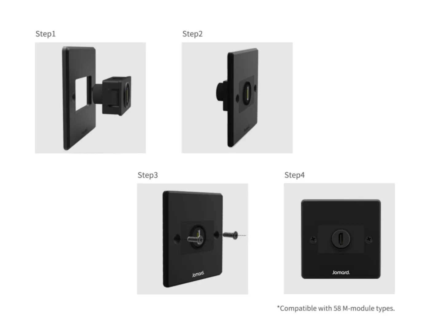 Đế lắp module M âm tường — hình ảnh chi tiết từ hãng