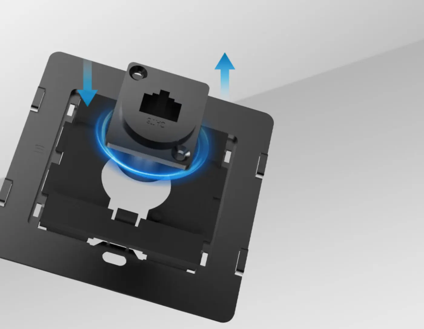 Mặt ổ cắm âm tường WSL (module D) — hình ảnh chi tiết từ hãng