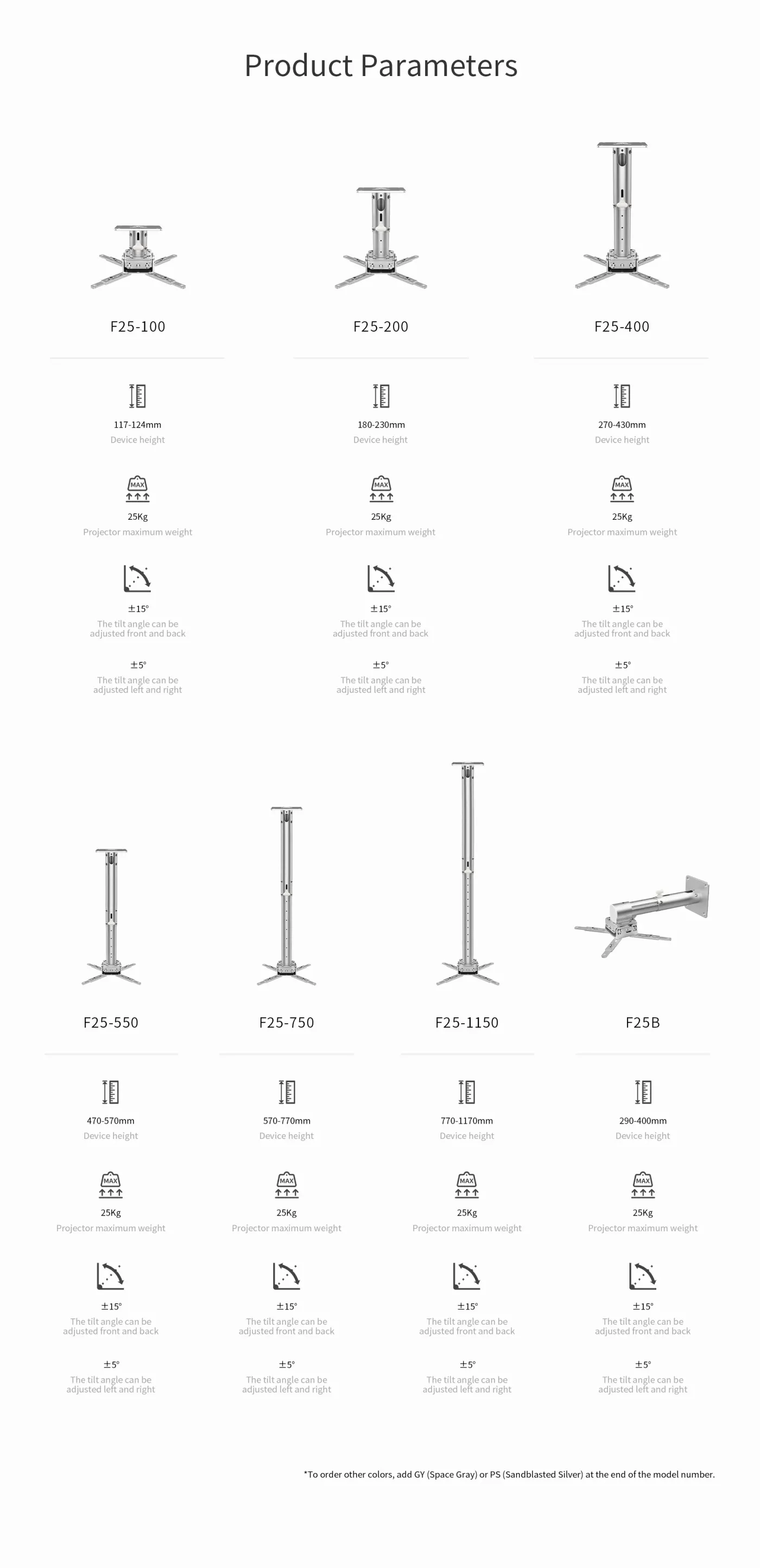 Giá treo máy chiếu F25 — hình ảnh chi tiết từ hãng