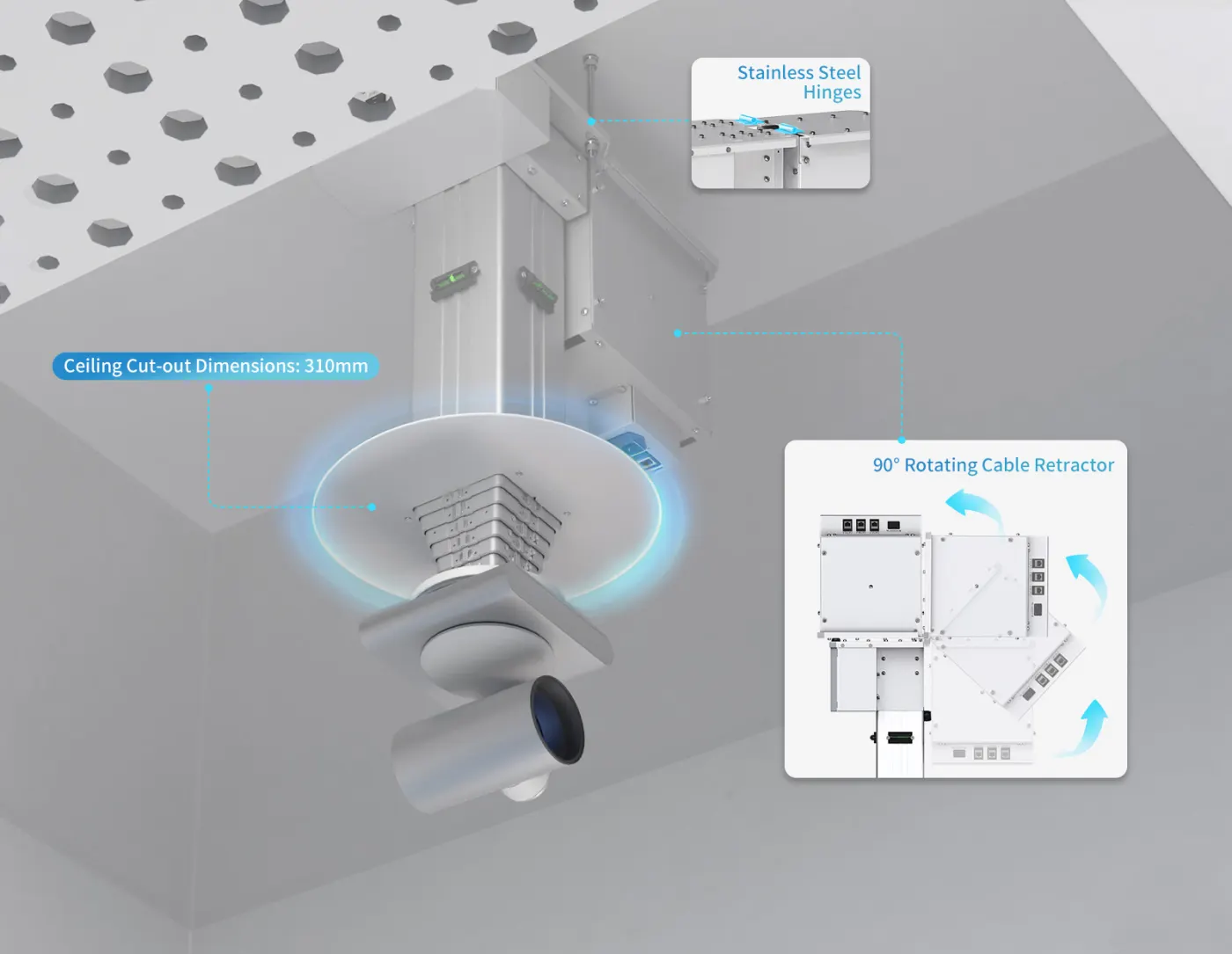 Lift camera âm trần TEC — hình ảnh chi tiết từ hãng